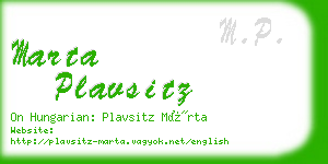marta plavsitz business card